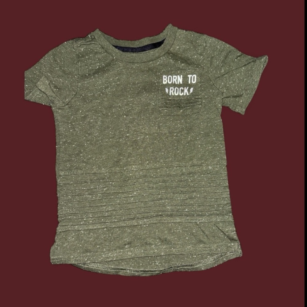 Wonder Nation Olive Tee with 'Born to Rock' Print